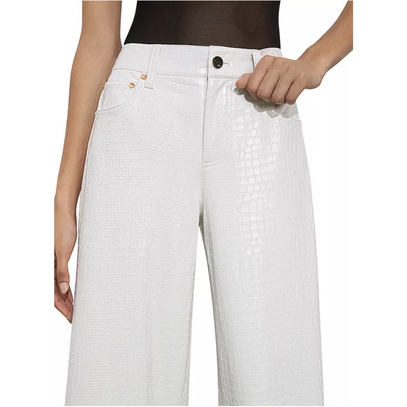 Alice and Olivia Women Trish Baggy Faux Leather Pants Off White Size 4 - Picture 5 of 5